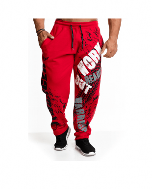 Спортивные штаны мужские красные с принтом Купальники и фитнес одежда Краснодар Fitneslavka