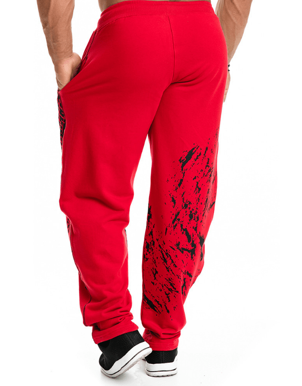 Спортивные штаны мужские красные с принтом Спортивные штаны мужские красные с принтом