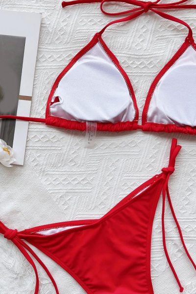 купальник раздельный красный на завязках Купальники и фитнес одежда Краснодар Fitneslavka